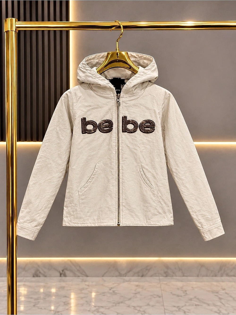 Bebe Hooded Zip Jacket in Cream NWT girls size